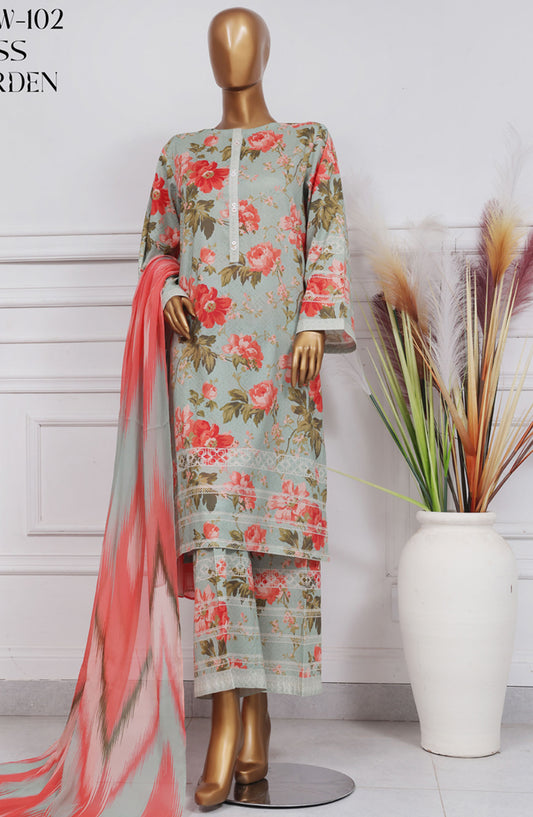 HZ Textile Printed Lawn Stitched 3 Piece Suit - PWW-102 Moss Garden - HZ25PANC - Summer Collection