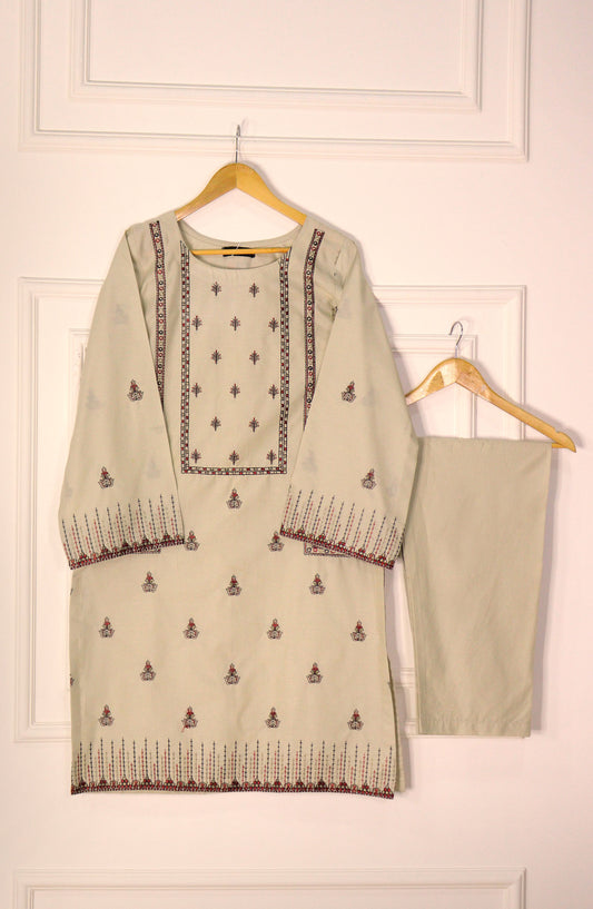 Intricate Embroidery by Amna Khadija Embroidered Lawn Stitched 2 Piece Suit - IE-7 - AK25IE - Off White - Summer Collection