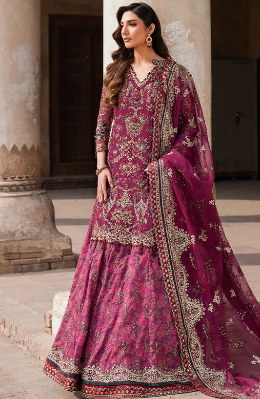 Iznik Embroidered Chiffon Unstitched 3 Piece Suit - ILC-04 - IZNK25LC - Magenta - Wedding Collection