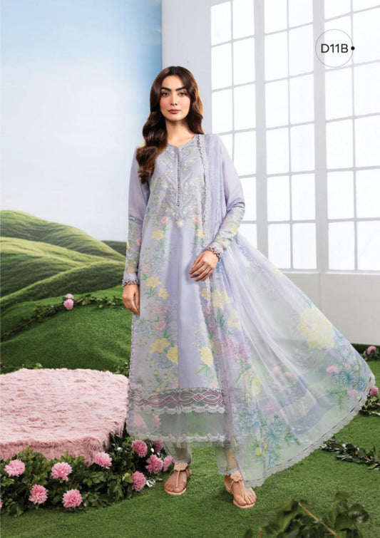 M Basics By Maria. B Unstitched 3 Piece Lawn Suite - MB-CUSV14-11B - MB26CUSV14 - Summer Collection D-22