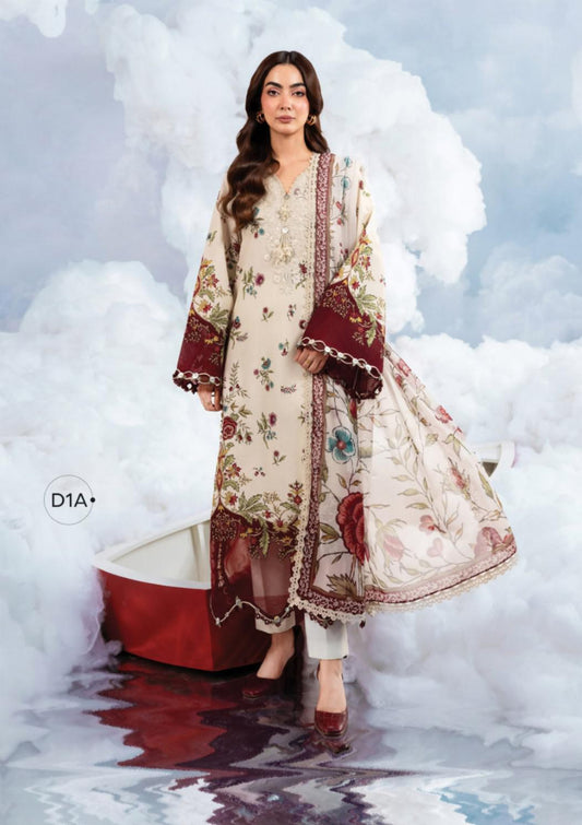 M Basics By Maria. B Unstitched 3 Piece Lawn Suite - MB-CUSV14-01A - MB26CUSV14 - Summer Collection D-1