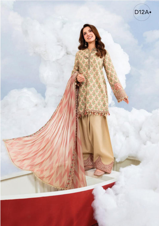 M Basics By Maria. B Unstitched 3 Piece Lawn Suite - MB-CUSV14-12A - MB26CUSV14 - Summer Collection D-23