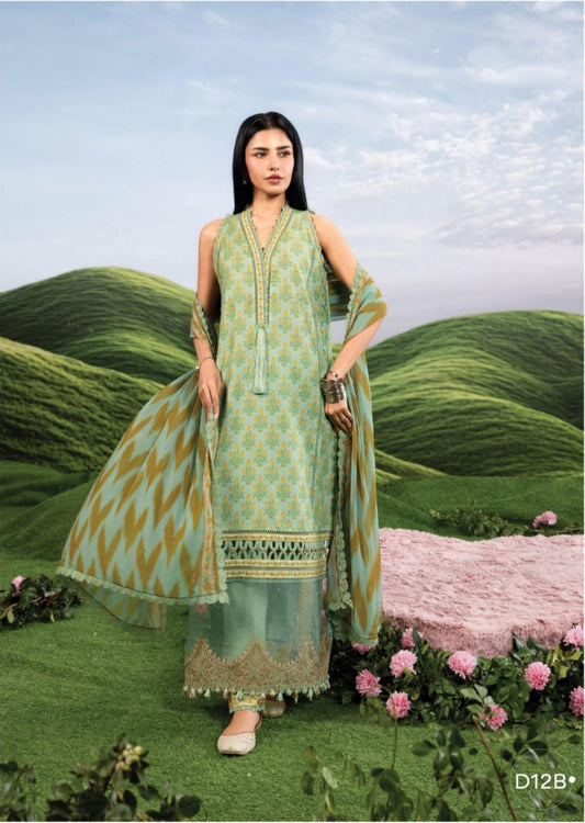 M Basics By Maria. B Unstitched 3 Piece Lawn Suite - MB-CUSV14-12B - MB26CUSV14 - Summer Collection D-24