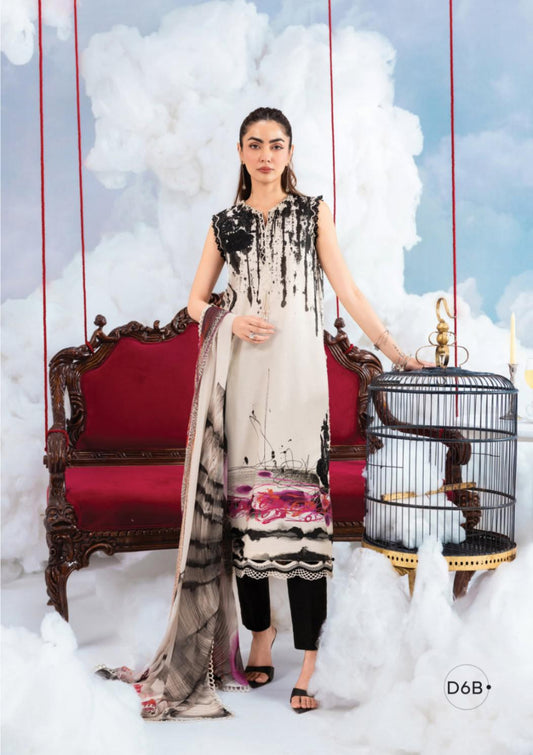 M Basics By Maria. B Unstitched 3 Piece Lawn Suite - MB-CUSV14-06B - MB26CUSV14 - Summer Collection D-12