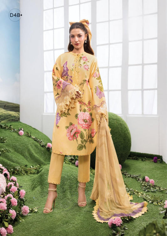 M Basics By Maria. B Unstitched 3 Piece Lawn Suite - MB-CUSV14-04B - MB26CUSV14 - Summer Collection D-8