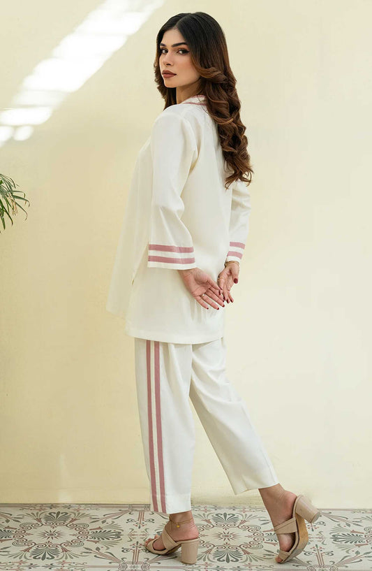 Rangeen Co-ords Wash n Wear Stitched 2 Piece - Ingenious - White - Casual Collection