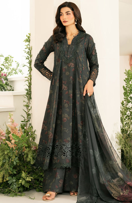 Iznik Embroidered Lawn Unstitched 3 Piece Suit - IFE-08 - IZNK25IFE - Grey - Luxury Summer Collection