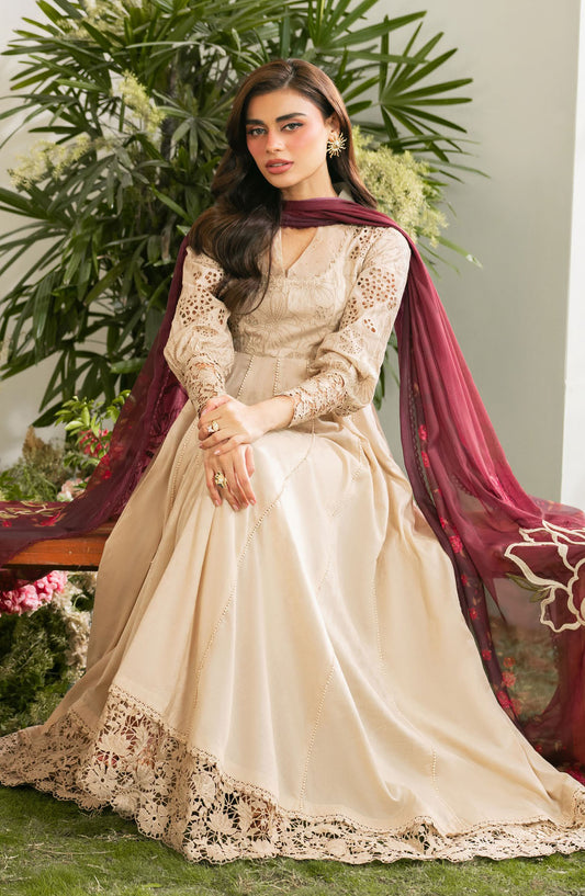 Iznik Embroidered Lawn Unstitched 3 Piece Suit - IFE-05 - IZNK25IFE - Beige - Luxury Summer Collection