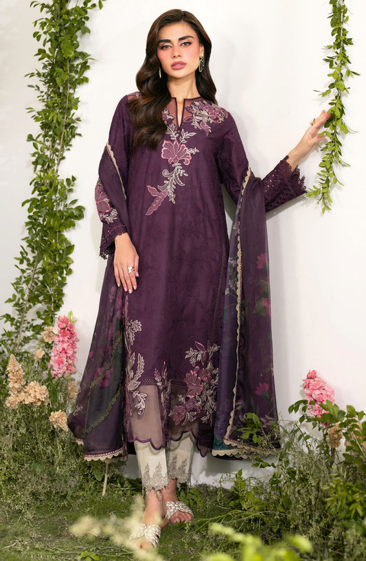 Iznik Embroidered Lawn Unstitched 3 Piece Suit - IFE-03 - IZNK25IFE - Purple - Luxury Summer Collection