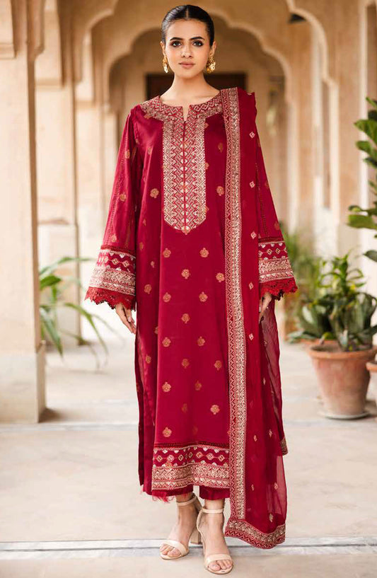 Saroj by Johra Embroidered Lawn Unstitched 3 Piece Suit - JH-140 - JH25SL - Red - Summer Collection