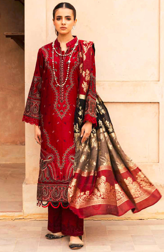 Afeefa by Johra Embroidered Lawn Unstitched 3 Piece Suit - JH-163 - JH25AFL - Red - Summer Collection