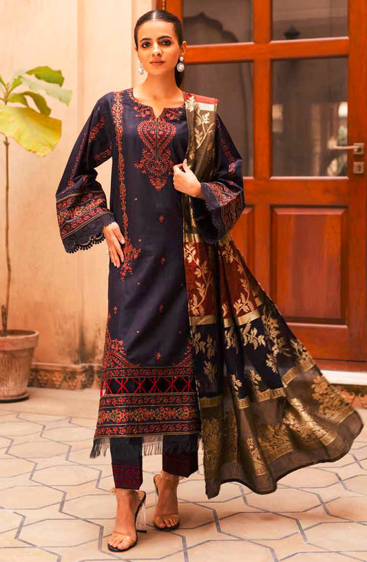 Afeefa by Johra Embroidered Lawn Unstitched 3 Piece Suit - JH-167 - JH25AFL - Blue - Summer Collection