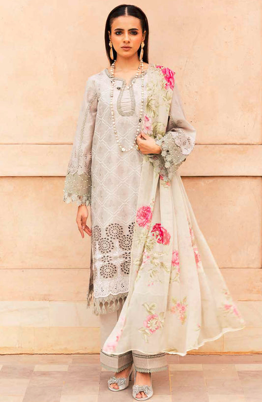 Ziva by Johra Chikankari Lawn Unstitched 3 Piece Suit - JH-168 - JH25ZL - Grey - Summer Collection