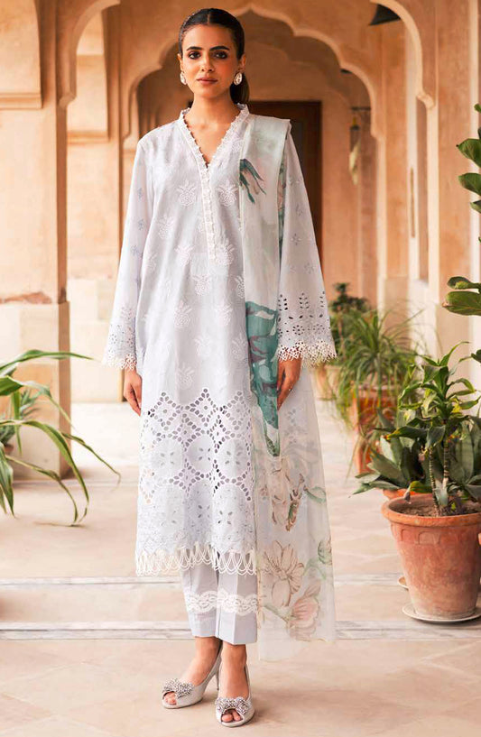 Ziva by Johra Chikankari Lawn Unstitched 3 Piece Suit - JH-175 - JH25ZL - Grey - Summer Collection
