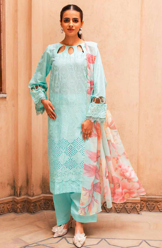 Ziva by Johra Chikankari Lawn Unstitched 3 Piece Suit - JH-176 - JH25ZL - Blue - Summer Collection