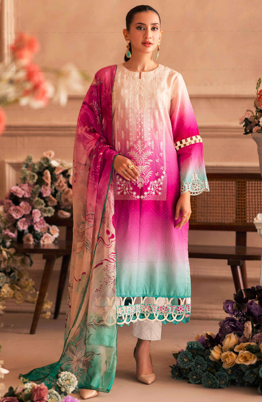 Rabi by Johra Embroidered Lawn Unstitched 3 Piece Suit - JH-265 - JH25RL - Pink - Summer Collection