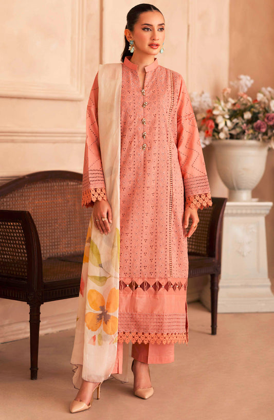 Aabish by Johra Chikankari Lawn Unstitched 4 Piece Suit - JH-270 - JH25AAL - Pink - Summer Collection