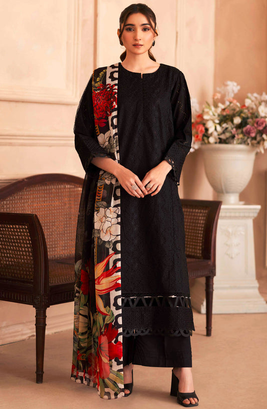 Aabish by Johra Chikankari Lawn Unstitched 4 Piece Suit - JH-271 - JH25AAL - Black - Summer Collection