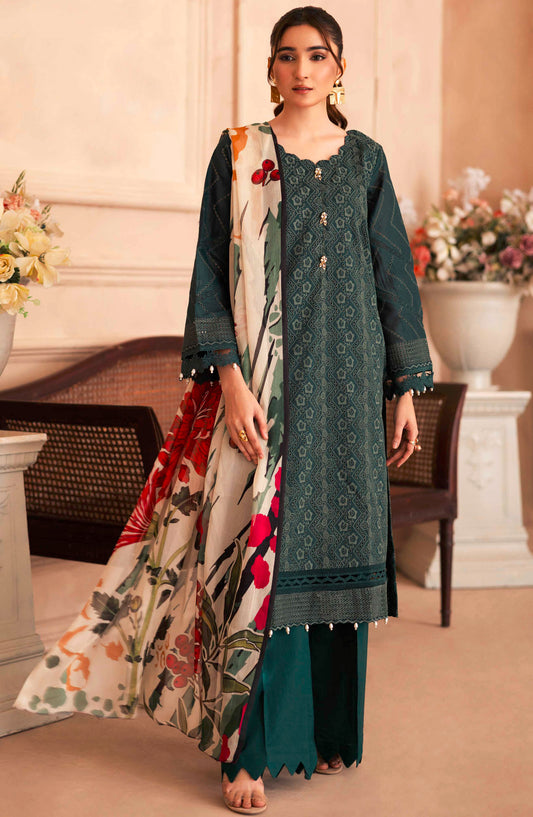 Aabish by Johra Chikankari Lawn Unstitched 4 Piece Suit - JH-273 - JH25AAL - Green - Summer Collection