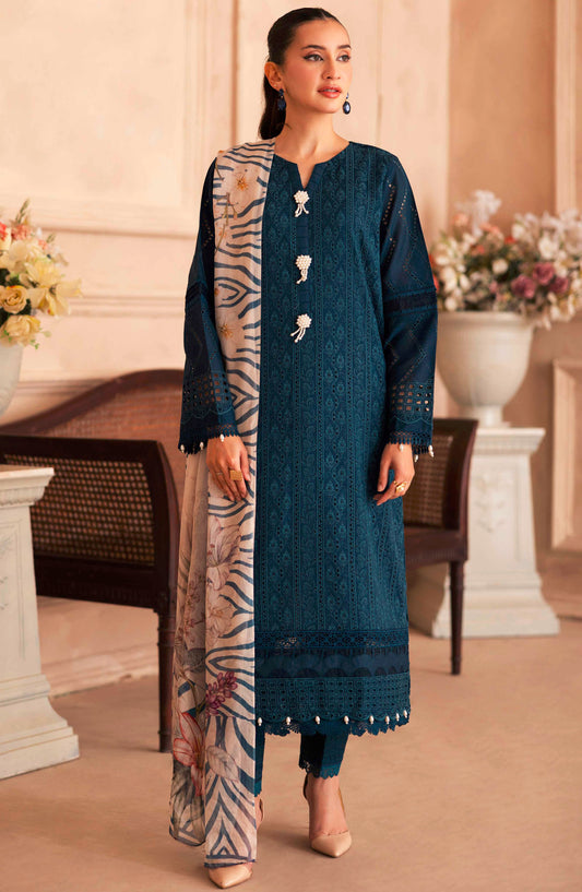 Aabish by Johra Chikankari Lawn Unstitched 4 Piece Suit - JH-278 - JH25AAL - Blue - Summer Collection