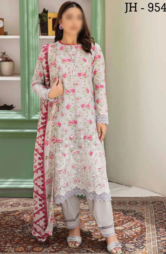Johra Maneli Embroidered Printed Chikankari Lawn Collection 2024 - JH 954