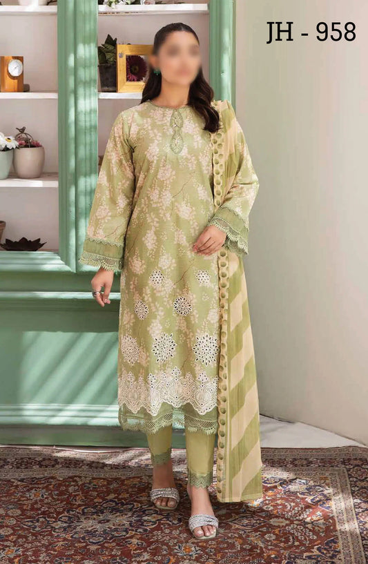 Johra Maneli Embroidered Printed Chikankari Lawn Collection 2024 - JH 958