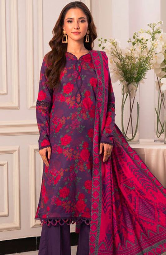 Lara by Johra Embroidered Lawn Unstitched 3 Piece Suit - JH-989 - JH25LPL - Purple - Summer Collection