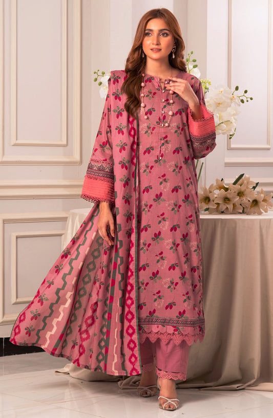 Lara by Johra Embroidered Lawn Unstitched 3 Piece Suit - JH-990 - JH25LPL - Pink - Summer Collection