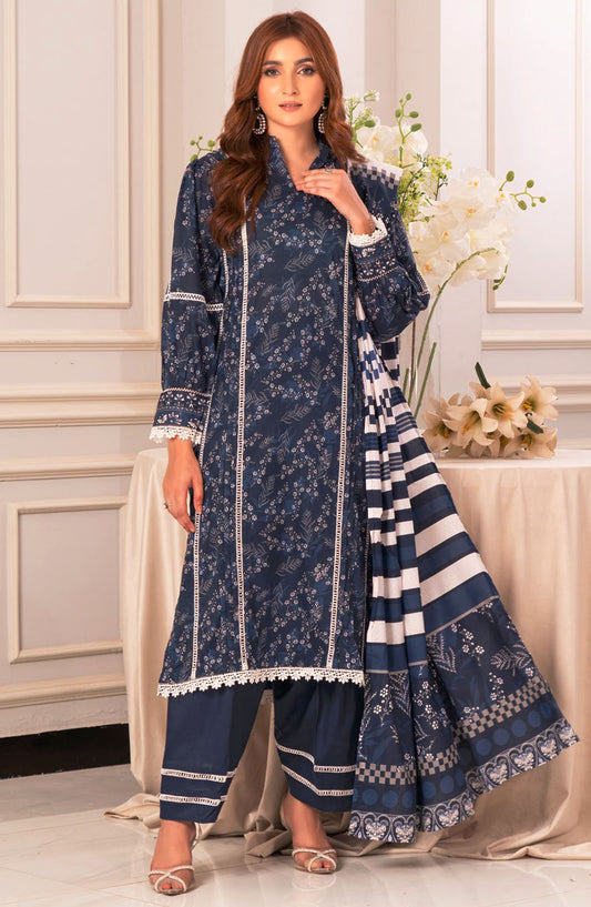 Lara by Johra Embroidered Lawn Unstitched 3 Piece Suit - JH-992 - JH25LPL - Blue - Summer Collection