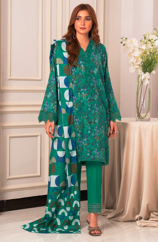 Lara by Johra Embroidered Lawn Unstitched 3 Piece Suit - JH-996 - JH25LPL - Sea Green - Summer Collection