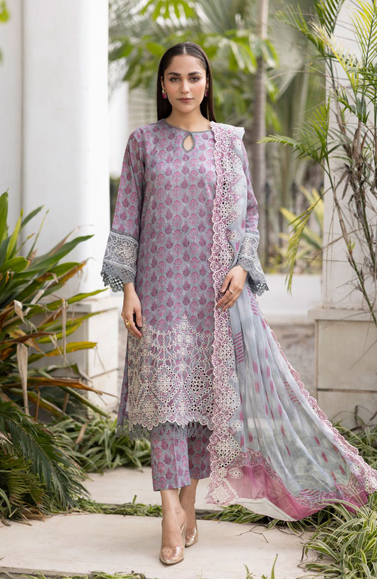 Zargona by Johra Embroidered Lawn Unstitched 3 Piece Suit - JH-210 - JO25ZL - Purple - Summer Collection