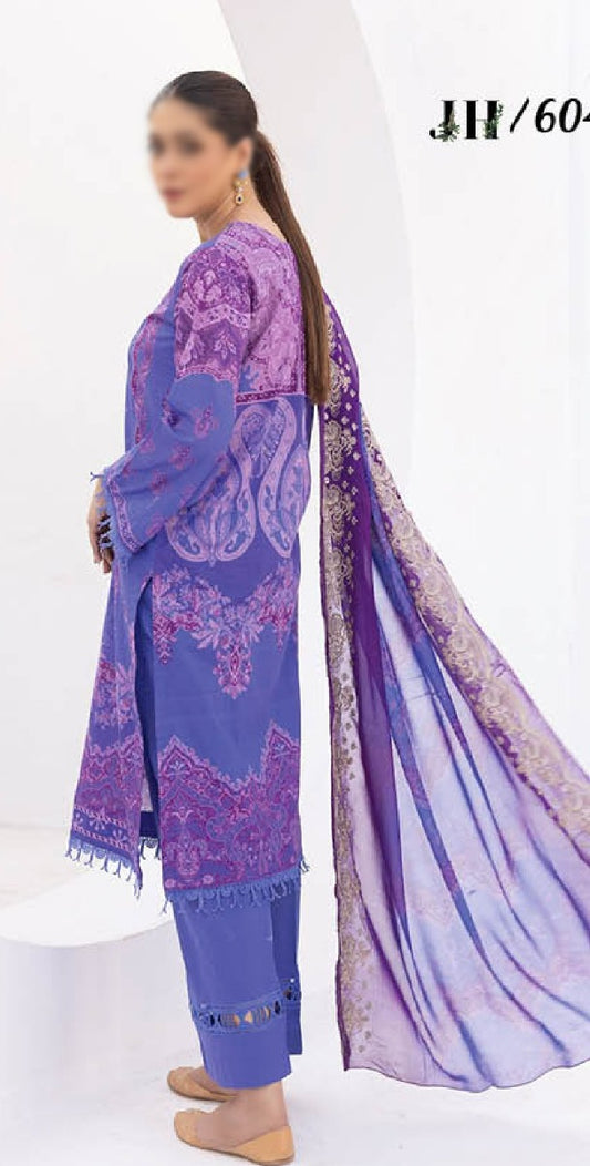 JH 604 Johra Rever Embroidered Digital Printed Lawn Collection