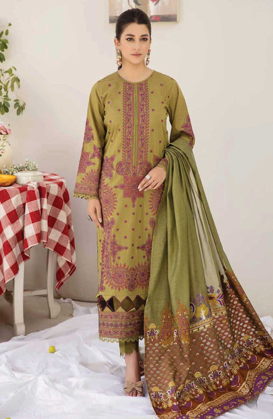 Eshaa by Johra Embroidered Lawn Unstitched 3 Piece Suit - JH 851 - JO25EL - Green - Summer Collection
