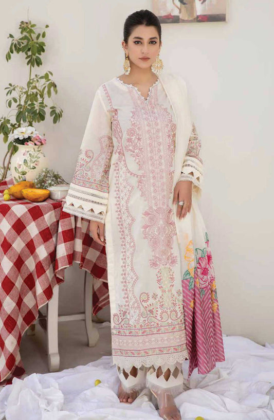 Eshaa by Johra Embroidered Lawn Unstitched 3 Piece Suit - JH 853 - JO25EL - White - Summer Collection