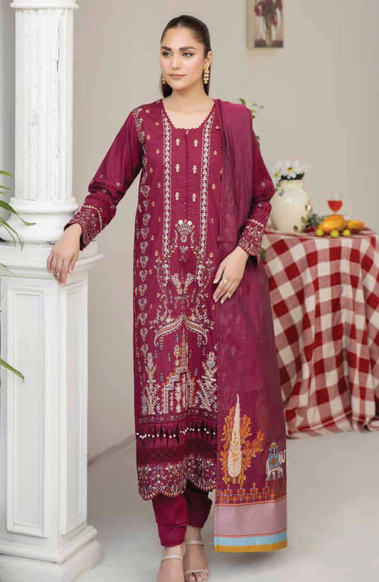 Eshaa by Johra Embroidered Lawn Unstitched 3 Piece Suit - JH 854 - JO25EL - Pink - Summer Collection