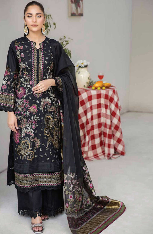 Eshaa by Johra Embroidered Lawn Unstitched 3 Piece Suit - JH 856 - JO25EL - Black - Summer Collection
