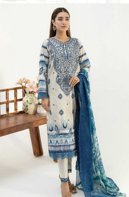 Iyana by Johra Embroidered Lawn Unstitched 3 Piece Suit - JH-913 - JO25IL - Blue - Summer Collection