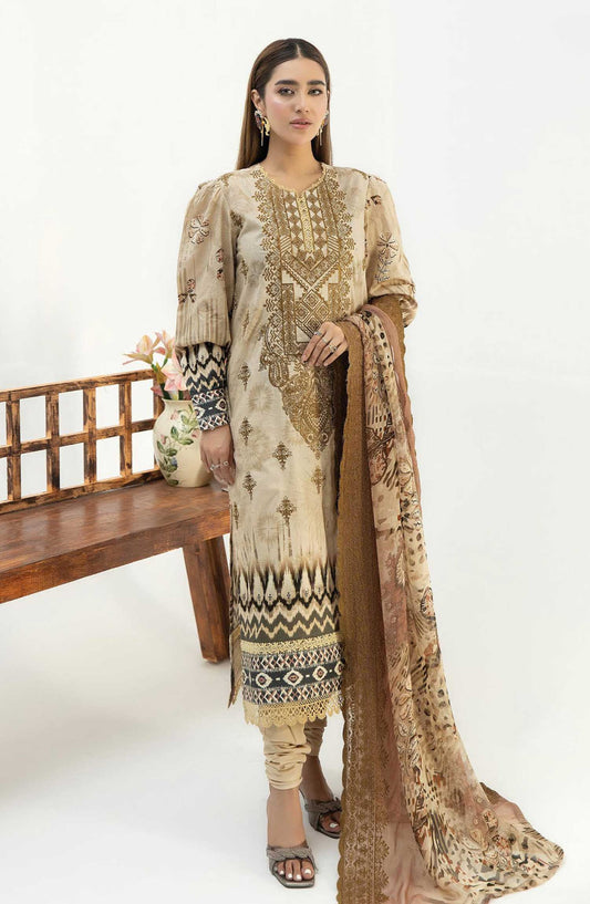 Iyana by Johra Embroidered Lawn Unstitched 3 Piece Suit - JH-916 - JO25IL - Beige - Summer Collection