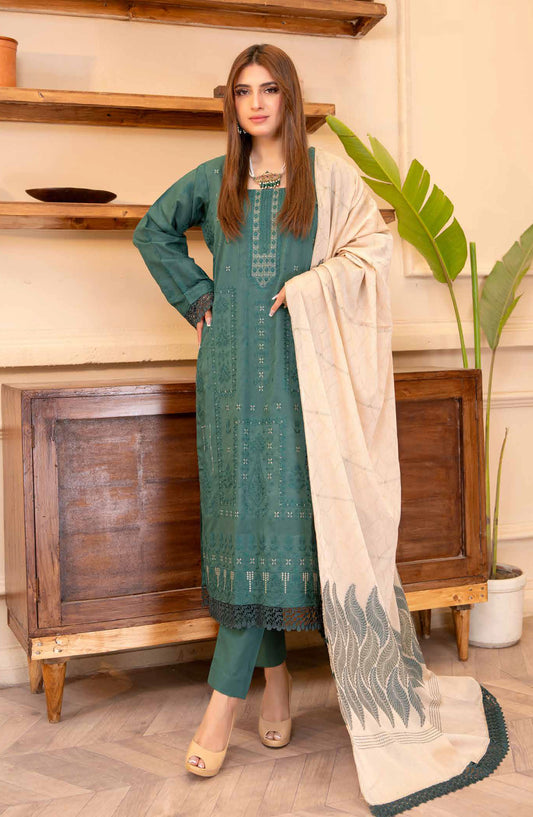 Jhoomar by Riaz Arts Embroidered Lawn Unstitched 3 Piece Suit - D-04 - RA25JHL - Green - summer Collection