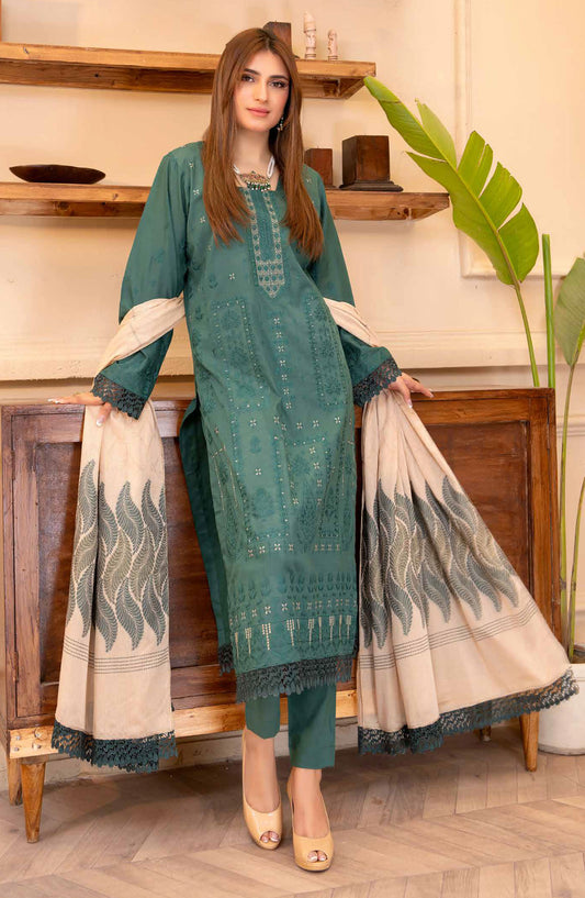 Jhoomar by Riaz Arts Embroidered Lawn Unstitched 3 Piece Suit - D-04 - RA25JHL - Green - summer Collection