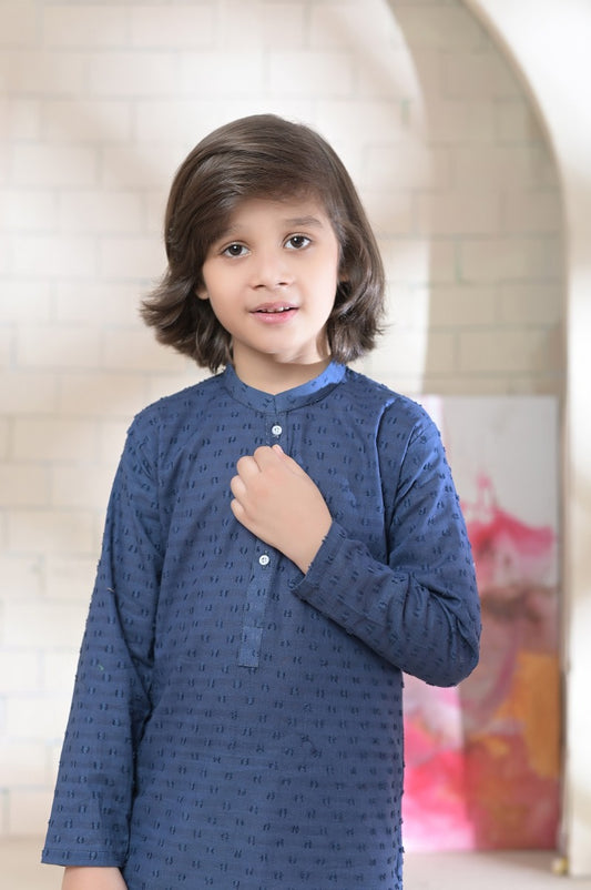 Exclusive Kids Kurta Pyjama Collection - K 09 Dotted Navy blue