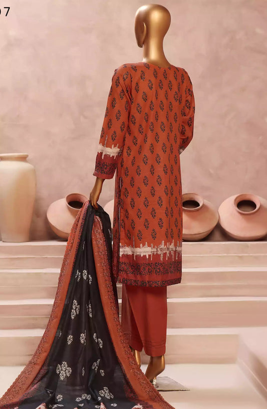 HZ Khaddar Embroidered 3 PCS  RTW Vol 02 - KE-907 RUST