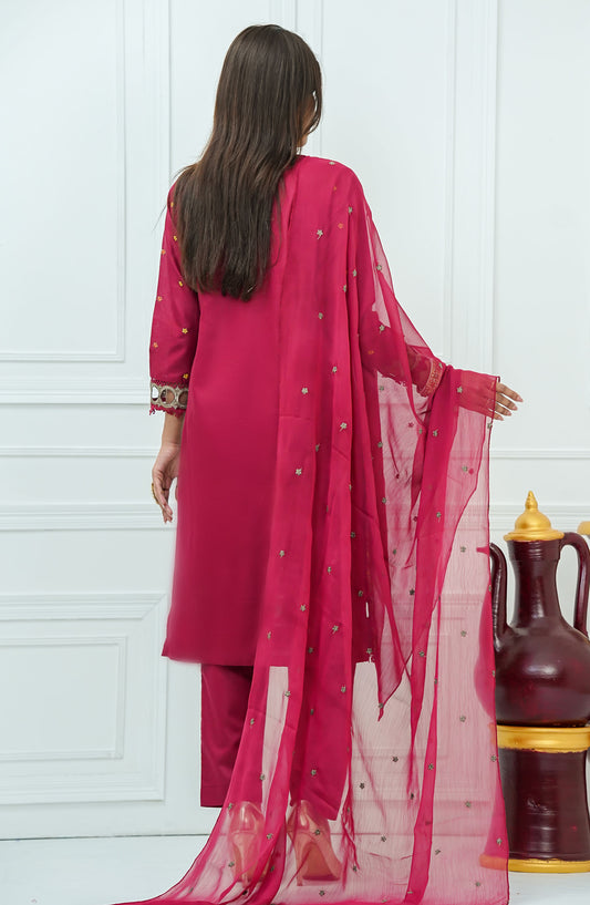 Kastoor by Amna Khadija Embroidered Cotton Stitched 3 Piece Suit - KLP-06 - AM25KSLV2 - Maroon - Summer Collection