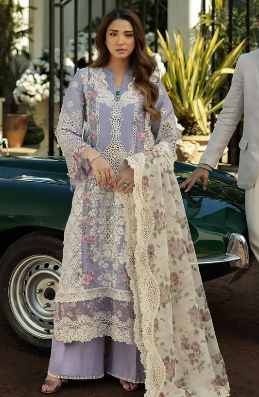 Kahf Embroidered Lawn Unstitched 3 Piece Suit - KLR-01 Maeve - KHP25LL - Purple - Summer Collection