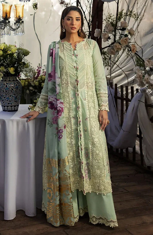 Kahf Embroidered Lawn Unstitched 3 Piece Suit - KLR-05 Nora - KHP25LL - Green - Summer Collection