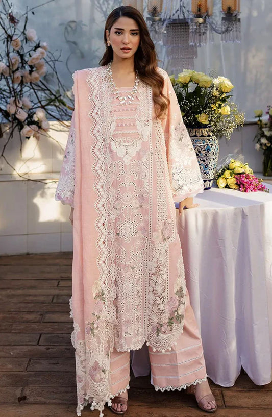 Kahf Embroidered Lawn Unstitched 3 Piece Suit - KLR-2A Olivia - KHP25LL - Pink - Summer Collection