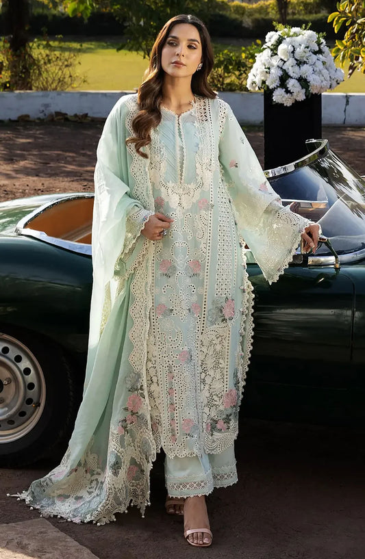 Kahf Embroidered Lawn Unstitched 3 Piece Suit - KLR-2B Garnet - KHP25LL - Green - Summer Collection