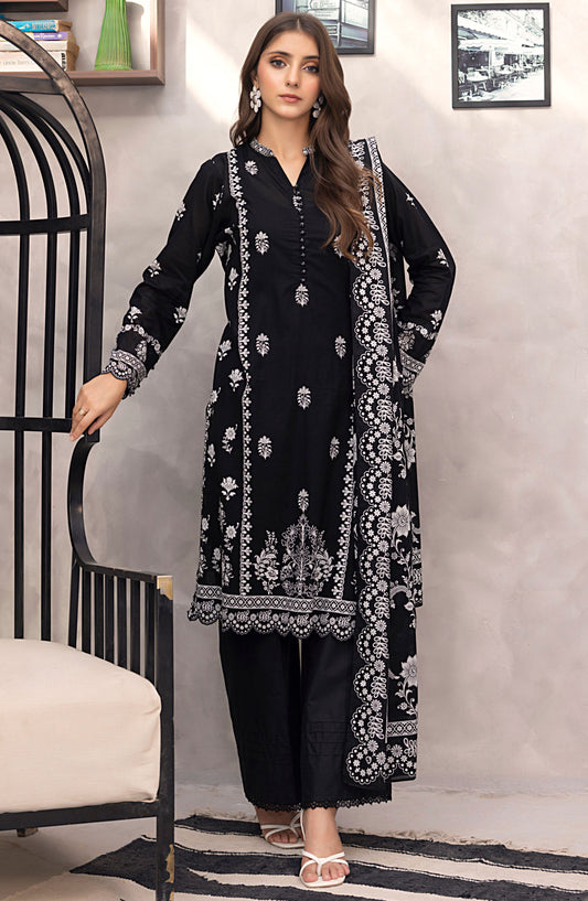Komal by Lakhany Printed Lawn Unstitched 3 Piece Suit - LG-RL-0235 - LKN25KMC - Black - Summer Collection