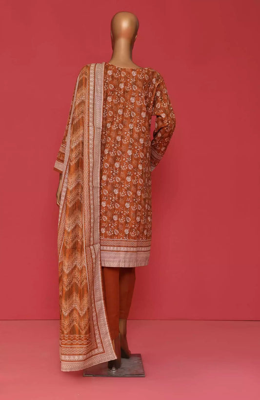 HZ RTW Wintry Prints 3 Pcs Khaddar Series Vol 01-KP-101 CRUNCHY RUST