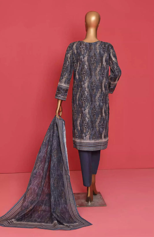 HZ RTW Wintry Prints 3 Pcs Khaddar Series Vol 01-KP-104 MARBLE BLUE